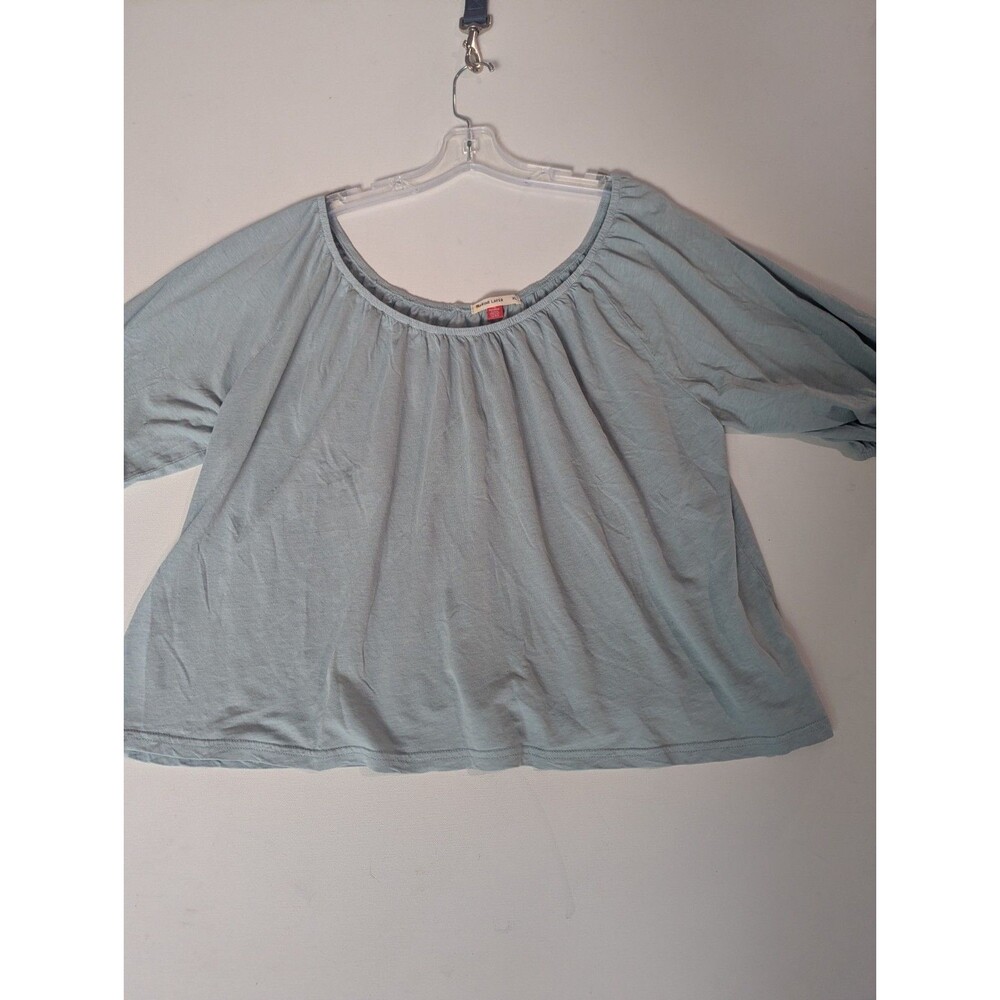 Marine Layer Peasant Blouse Light Blue Cotton Boho Puff Sleeve XL Cottagecore
